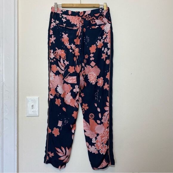 CLOSED Japanese Cherry Blossom Print Straight Leg Pants in Navy/Pink Sz 27 - Picture 7 of 14